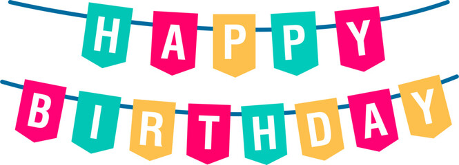 Happy birthday celebration vector set with handwritten black and gold lettering, balloons, confetti, cake, and party decorations. Festive greeting card and invitation template collection.