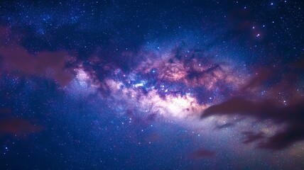 Fototapeta premium Stunning Milky Way Galaxy Night Sky, Deep Space Background for Technology, Astronomy, Dream, Exploration, Future, Wallpaper