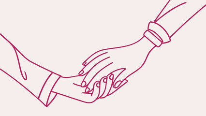 Holding hands line art vector illustration for love relationship support and care graphic design element 100