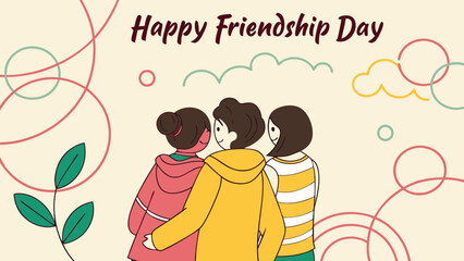 Happy friendship day vector illustration with friends hugging for friendship day celebration design 100
