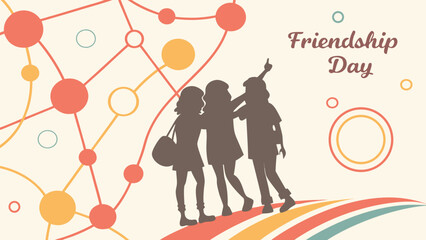 Friendship day illustration with friends silhouette and colorful abstract background vector design 100