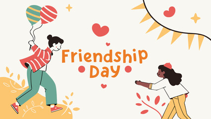 Friendship day celebration with friends and balloons vector illustration design for best friends forever 100
