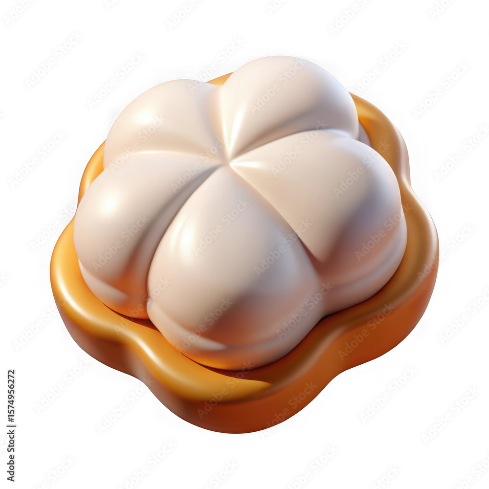Poster stylized abstract organic shape with smooth curves and glossy finish isolated on transparent backgro
