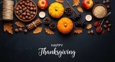 Thanksgiving Feast Autumnal Harvest Abundance  Flatlay Photography