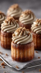 Creamfilled cronuts with swirled caramel drizzle