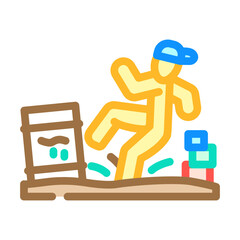 children playing near hazardous soil color icon vector illustration