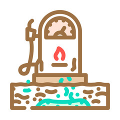 gas station leaking into earth color icon vector illustration