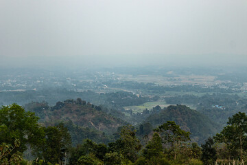 Beautiful remote Sajek landscape under clouds.