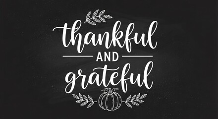 Thanksgiving Chalkboard Design Thankful and Grateful Typography