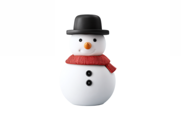 Cute Snowman Isolated on White Transparent Background