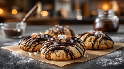 Glossy dark chocolate domeshaped cookies