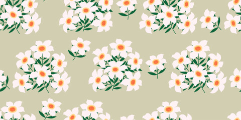 Hand drawn exotic Bunch of flowers abstract seamless patterns. Simple tropical summer botanical floral for textiles, wallpaper, wrapping paper, fabric, fashion, design background vector illustration