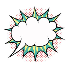 Obraz premium Manga speech bubble. Comic text frame with pop art halftone dotted effect. Balloon chat shape for dialog. Cloud for shock shout and scream action messages.