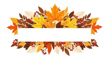 Autumn Leaves Border Thanksgiving Design Element Fall Foliage Banner Perfect for Seasonal Greetings and Invitations