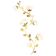Beautiful flower petals with golden leaves design