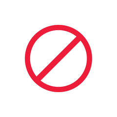 Prohibited Icon. Ban or Stop Icon in a Red Circle with Slash Warning Symbol