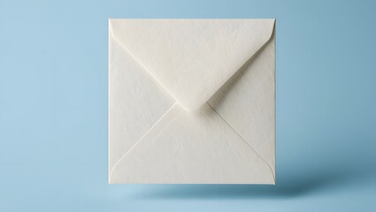 White square envelope mockup on blue background for invitation or greeting card mail