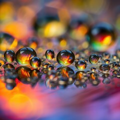 Colorful Water Droplets Macro.