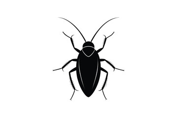 Black Cockroach Silhouette on White Background Pest Control and Infestation Concept