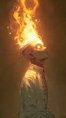 Artistic illustration of a person with fire erupting from their open mouth, featuring sketchy line art and vibrant flames