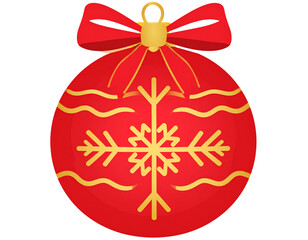 art Red Christmas ball with a beautiful bow and a golden pattern. christmas design el