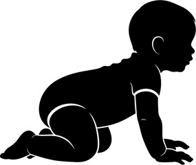 Adorable Baby Silhouette Crawling High-Resolution EPS Vector Illustration for Design Projects