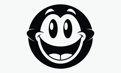 Cheerful white smiley face silhouette, Cheerful white smiley face icon with transparent background for design 