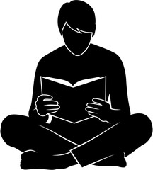 Silhouette of a Person Reading a Book A Simple Illustration of Education and Knowledge