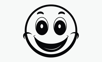 Cheerful white smiley face silhouette, Cheerful white smiley face icon with transparent background for design 