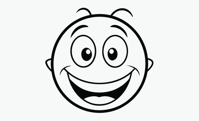 Cheerful white smiley face silhouette, Cheerful white smiley face icon with transparent background for design 