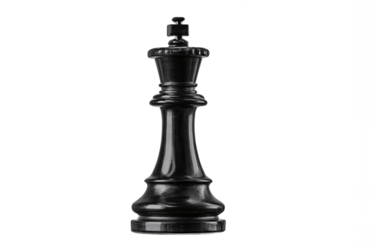 Black Chess King Piece isolated on white transparent background