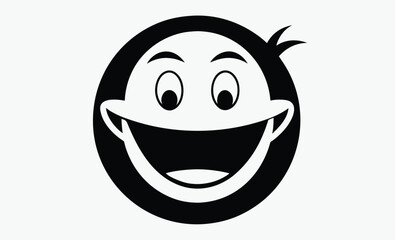 Cheerful white smiley face silhouette, Cheerful white smiley face icon with transparent background for design 