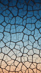 Abstract cracked earth texture background design with blue and beige gradient color