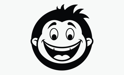 Cheerful white smiley face silhouette, Cheerful white smiley face icon with transparent background for design 