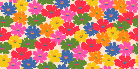 trendy Colorful hand drawn tropical flowers. abstract seamless pattern for Fabric, textiles, wrapping paper, wallpaper background design vector illustration