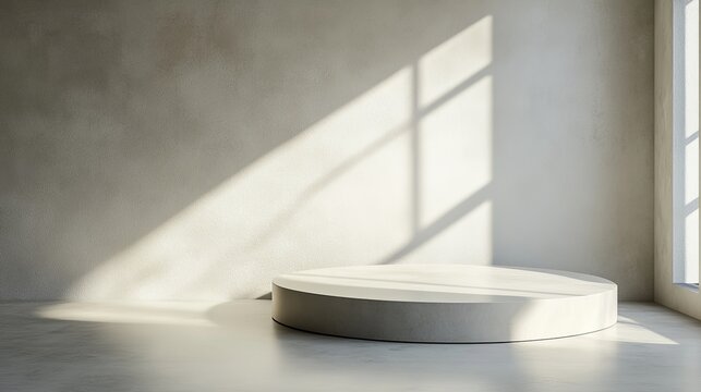 Minimalist Round Podium, Sunlit Wall Background, Product Display, Mockup, Product Photography Minimalism, Mockup