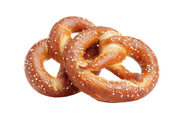 Two Salted Pretzels isolated on white transparent background
