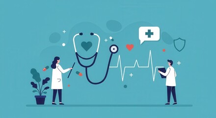 Medical Diagnosis and Cardiology Concept - Healthcare Illustration
