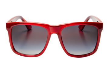 Stylish red sunglasses close up on transparent background for designers
