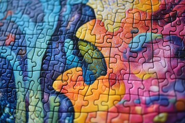 Fototapeta premium Vivid puzzle motive, showcasing bright imaginative insight