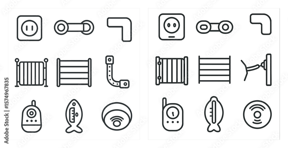 Poster two sets of icons, one with a fish and the other with a cat. the fish icons are in the left set and 