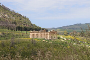 Segesta, Sicily, Italy - April 7 2025: Doric Temple of Segesta 