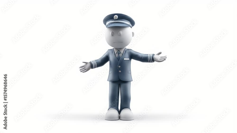 Poster confused pilot: 3d animated character gesturing uncertainty