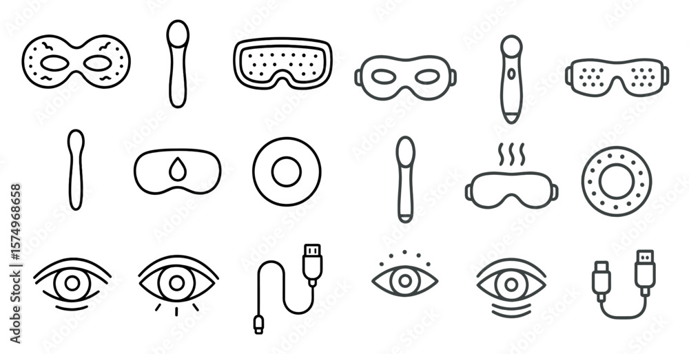 Poster collection of various items including a toothbrush, a remote control, and a mask. the items are all 