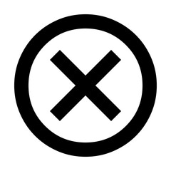 Fototapeta premium Black X cross symbol in circle icon