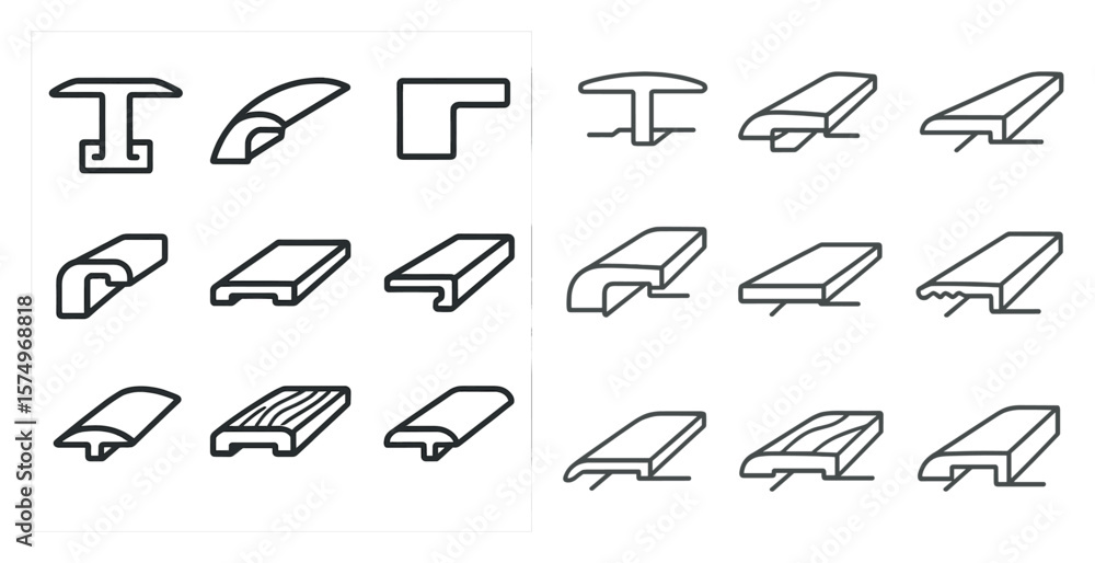Fototapete The image is a collection of different types of metal pieces, all of which are drawn in a simple, stylized manner. Scene is one of organization and categorization