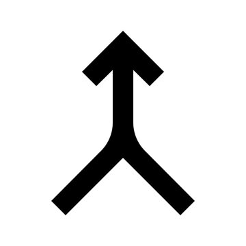 Abstract merging lines and arrow icon