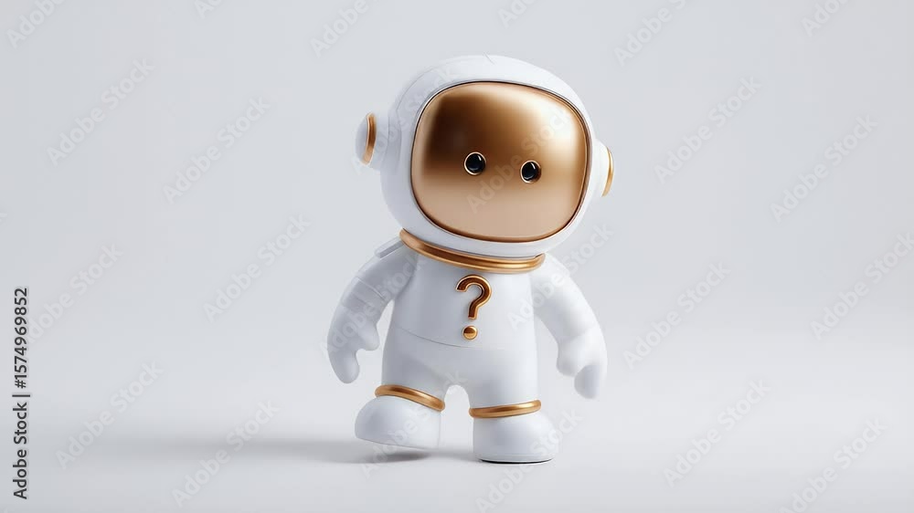 Aufkleber curious astronaut: exploring space with a question mark, 3d render