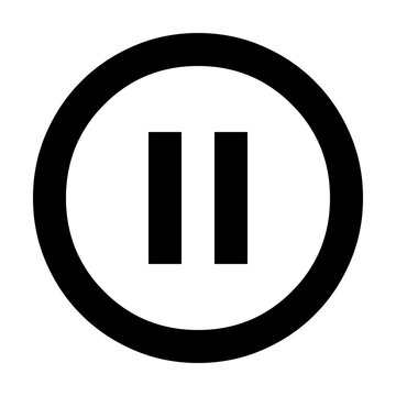 Simple media player pause button icon in a circle
