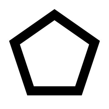 A simple black outline of a geometric pentagon shape
